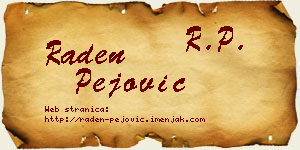 Raden Pejović vizit kartica